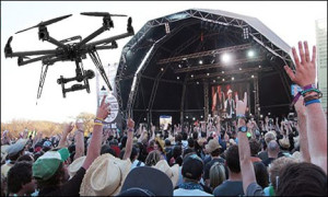 Drones used for video at outside events to display on LED Jumbotron